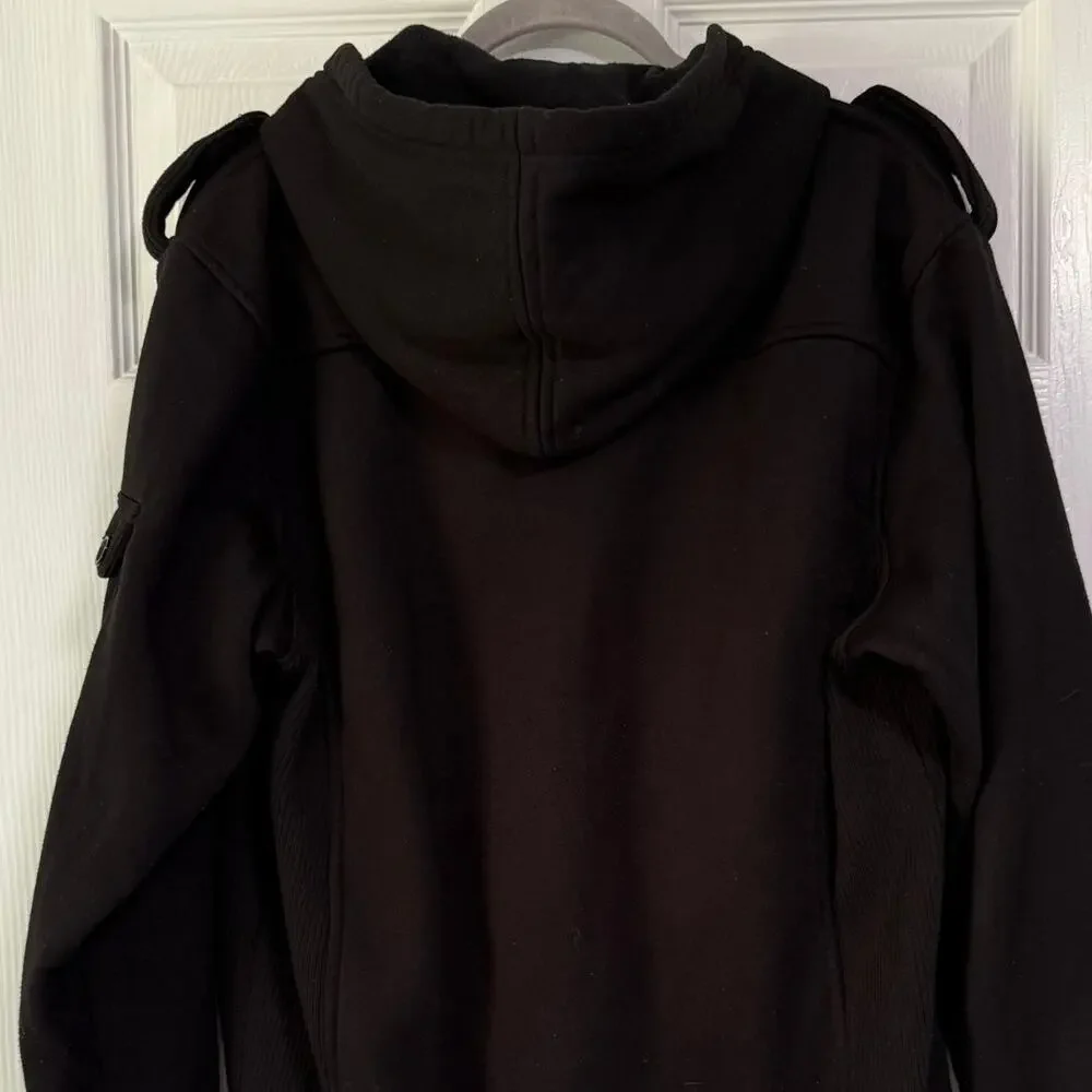 Elixir Men's Black Button Front Hooded Jacket Size Large